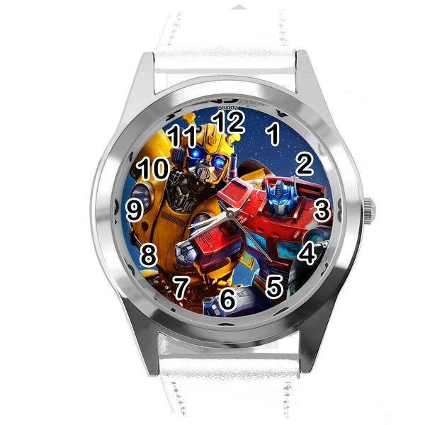 TRANSFORMERS BUMBLEBEE AUTOBOT OPTIMUS PRI FILM MOVIE ROUND WHITE BAND WATCH E3