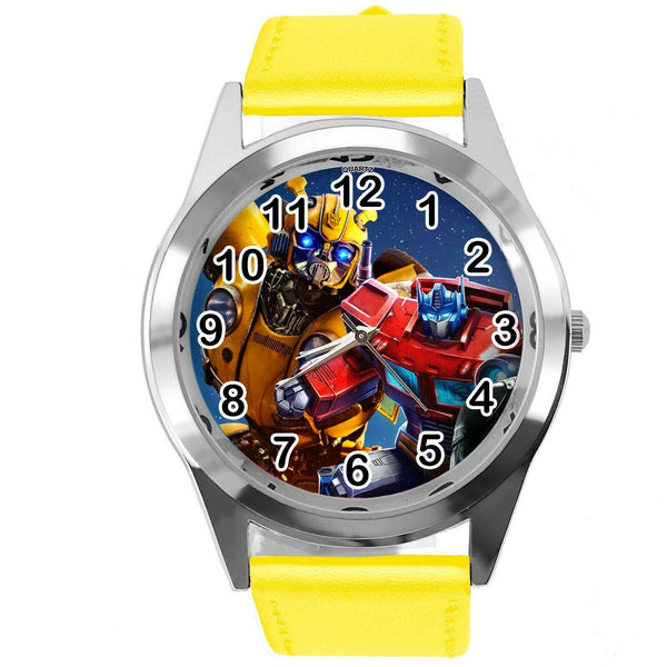 TRANSFORMERS BUMBLEBEE AUTOBOT OPTIMUS PRI FILM MOVIE ROUND YELLOW BAND WATCH E3