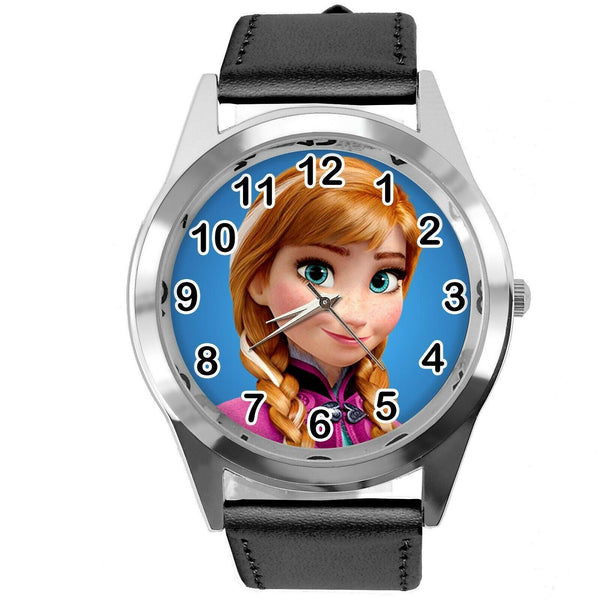FROZEN ANNA GINGER FILM MOVIE GIRL  FAIRY TALE STEEL CD DVD BLACK LEATHER  WATCH