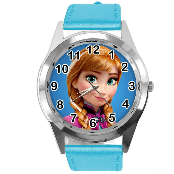 FROZEN ANNA GINGER FILM MOVIE GIRL  FAIRY TALE STEEL CD DVD BLUE LEATHER  WATCH