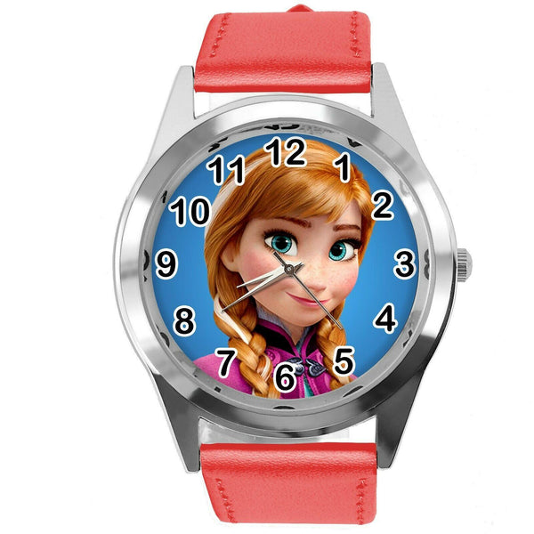 FROZEN ANNA GINGER FILM MOVIE GIRL FAIRY TALE STEEL CD DVD RED LEATHER  WATCH