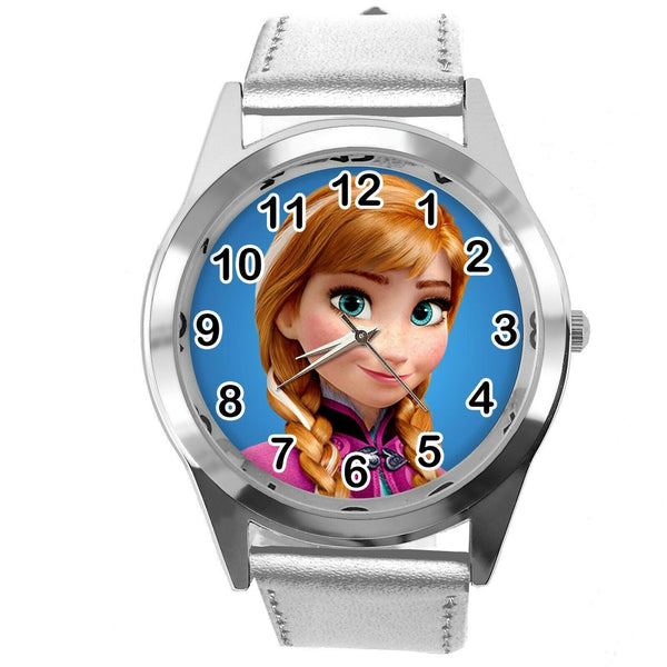 FROZEN ANNA GINGER FILM MOVIE GIRL FAIRY TALE STEEL CD DVD SILVER LEATHER  WATCH