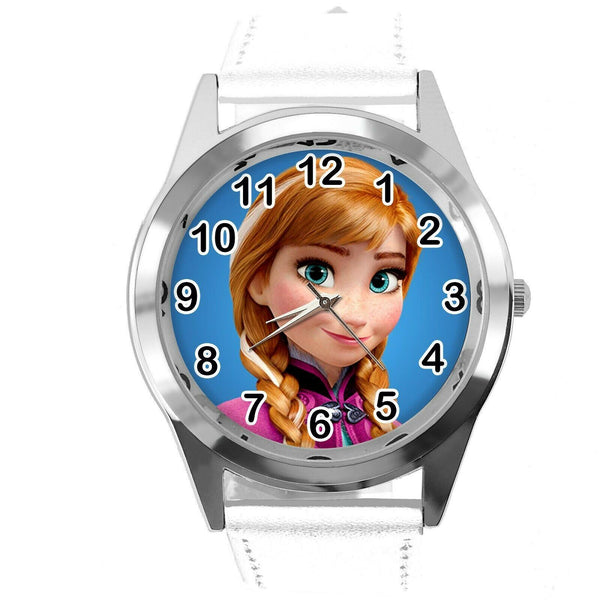 FROZEN ANNA GINGER FILM MOVIE GIRL FAIRY TALE STEEL CD DVD WHITE LEATHER  WATCH