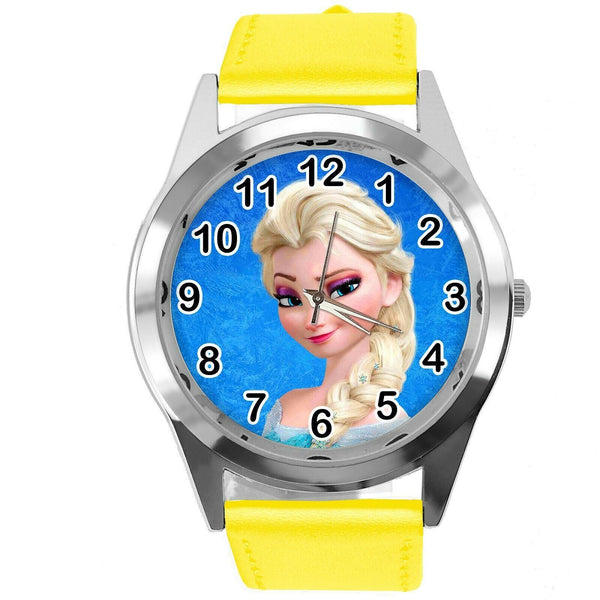 FROZEN ELSA FILM MOVIE GIRL FAIRY TALE STEEL YELLOW LEATHER CD DVD WATCH