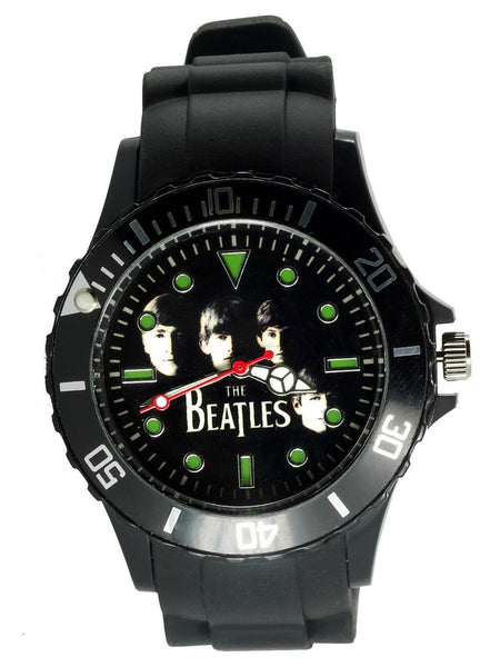 THE BEATLES WATCH S Steel SILICONE ROCK BAND MUSIC LEGENDS ROUND CD WATCH UK