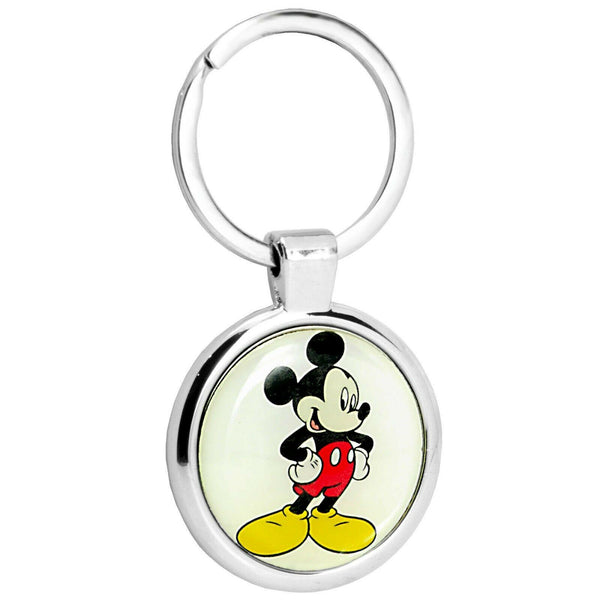 MICKEY MOUSE CARTOON FILM STAINLESS STEEL LARGE 36MM ROUND SILVER PHOTO KEYRING