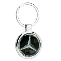 STAINLESS STEEL LARGE 36MM ROUND SILVER PHOTO KEYRING FOR MERCEDES BENZ FANS