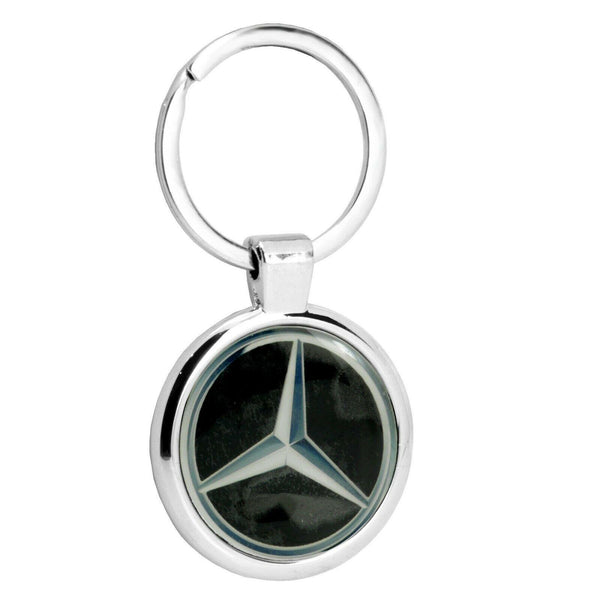 STAINLESS STEEL LARGE 36MM ROUND SILVER PHOTO KEYRING FOR MERCEDES BENZ FANS