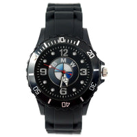 BMW Mens SILICONE Black Red CHROME Dial Sport RACING CAR Watch RELOJ UHR ZEGAREK
