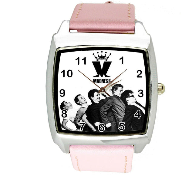 MADNESS PINK LEATHER MUSIC ROCK KING LEGEND BAND SQUARE CD STEEL WATCH UK