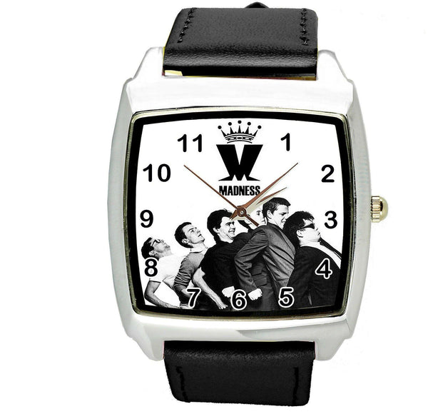 MADNESS BLACK LEATHER MUSIC KING LEGEND BAND SQUARE CD STEEL WATCH UK