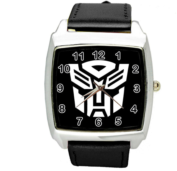 TRANSFORMERS AUTOBOT HERO BLACK LEATHER FILM MOVIE STEEL COMICS SQUARE WATCH E1