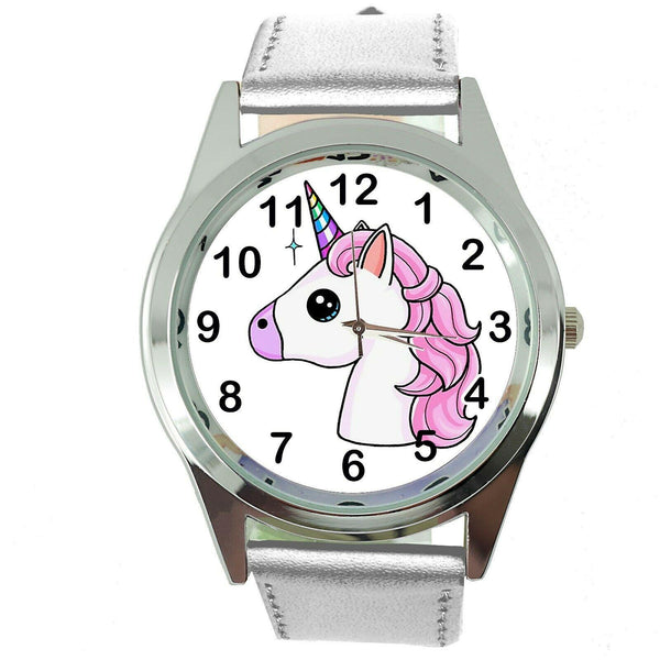 NEW UNICORN PONY SILVER LEATHER FILM MOVIE FAIRY TALE GIRL TV STEEL WATCH UK E3