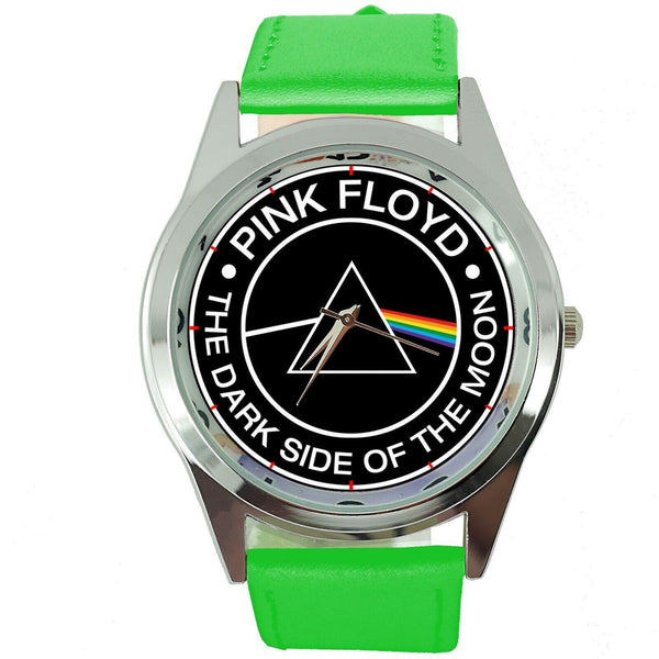 Pink Floyd Dark Side of the Moon GREEN LEATHER MUSIC LEGEND ROUND CD DVD WATCH