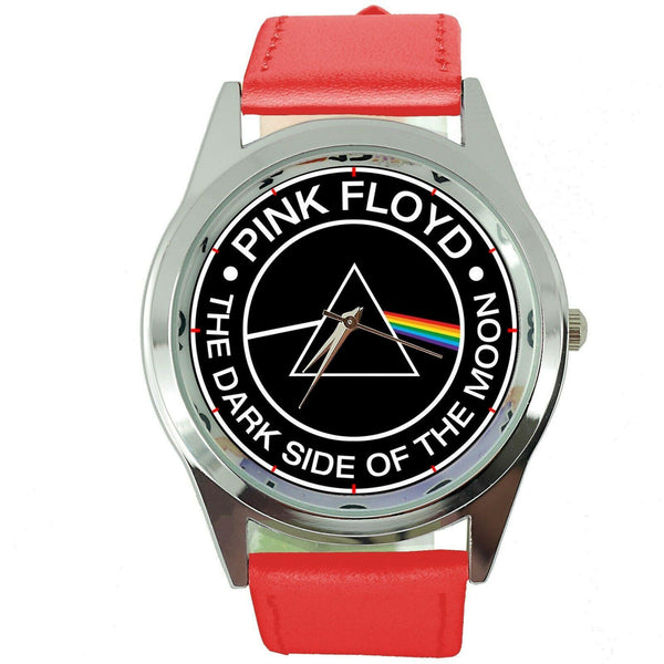 Pink Floyd Dark Side of the Moon RED LEATHER MUSIC LEGEND ROUND CD DVD WATCH