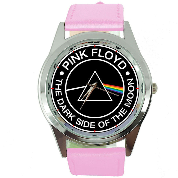 Pink Floyd Dark Side of the Moon PINK LEATHER MUSIC LEGEND ROUND CD DVD WATCH
