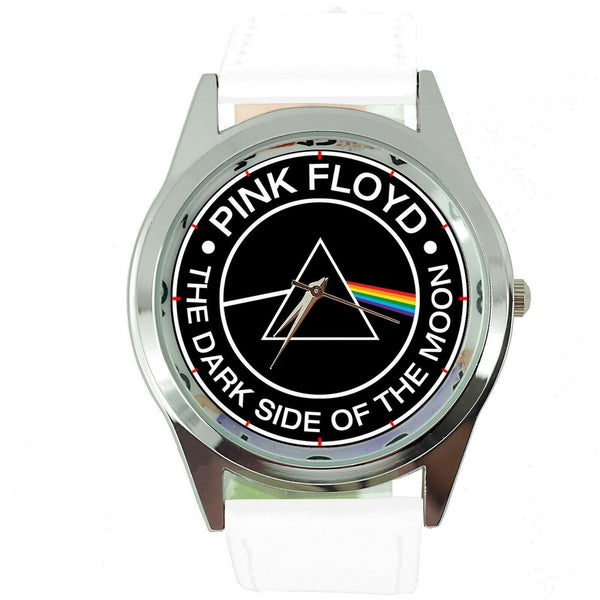 Pink Floyd Dark Side of the Moon WHITE LEATHER MUSIC LEGEND ROUND CD DVD WATCH
