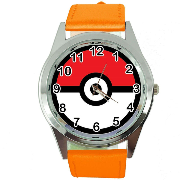 POKEMON GO POKE BALL VIDEO GAME ORANGE LEATHER FILM MOVIE STEEL ROUND DVD WATCH
