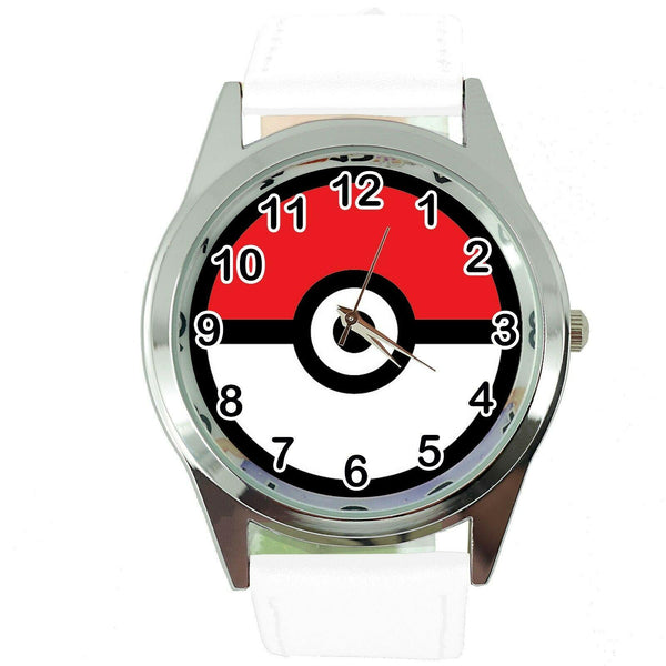 POKEMON GO POKE BALL VIDEO GAME WHITE LEATHER FILM MOVIE STEEL ROUND DVD WATCH