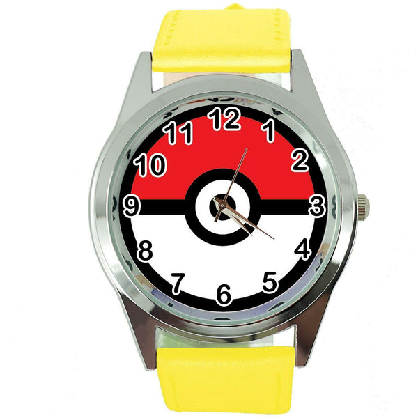 POKEMON GO POKE BALL VIDEO GAME YELLOW LEATHER FILM MOVIE STEEL ROUND DVD WATCH