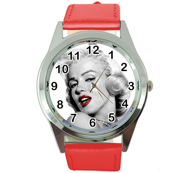 MARILYN MONROE MOVIE FILM STAR PINUP GIRL RED LEATHER ROUND TV CD DVD WATCH
