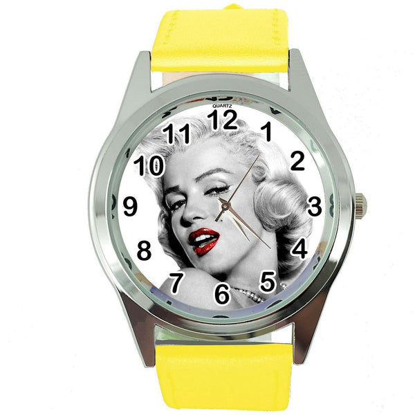 MARILYN MONROE MOVIE FILM STAR PINUP GIRL YELLOW LEATHER ROUND TV CD DVD WATCH