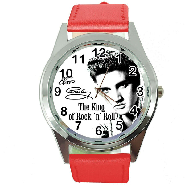 ELVIS PRESLEY Steel RED LEATHER MUSIC KING LEGEND ROUND CD DVD TV WATCH E0