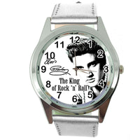 ELVIS PRESLEY Steel SILVER LEATHER MUSIC KING LEGEND ROUND CD DVD TV WATCH E0
