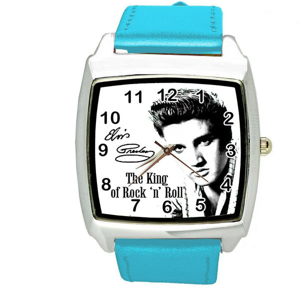 ELVIS PRESLEY Steel BLUE LEATHER MUSIC KING LEGEND SQUARE CD DVD TV WATCH E1