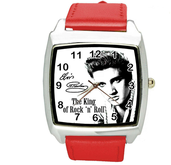 ELVIS PRESLEY Steel RED LEATHER MUSIC KING LEGEND SQUARE CD DVD TV WATCH E1