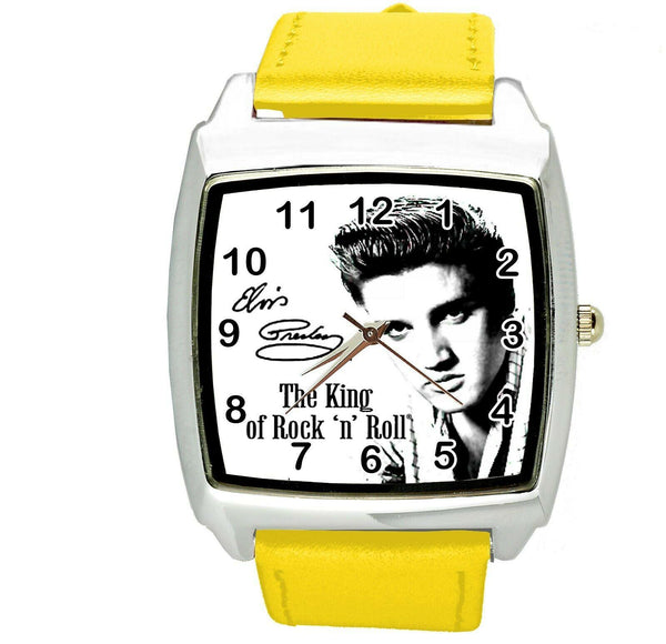 ELVIS PRESLEY Steel YELLOW LEATHER MUSIC KING LEGEND SQUARE CD DVD TV WATCH E1