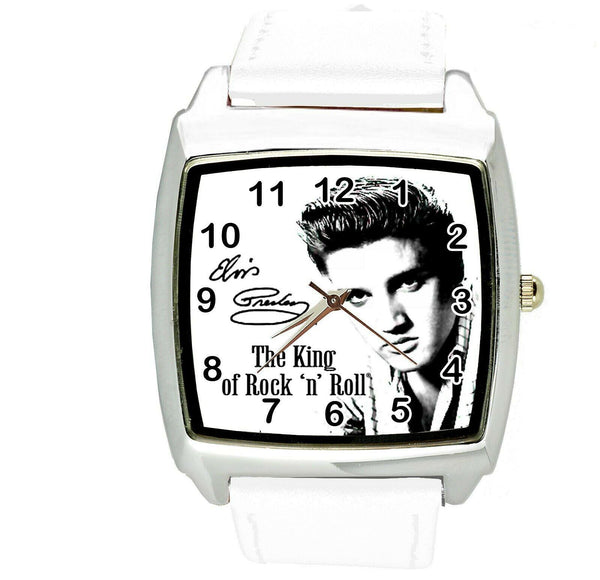 ELVIS PRESLEY Steel WHITE LEATHER MUSIC KING LEGEND SQUARE CD DVD TV WATCH E1