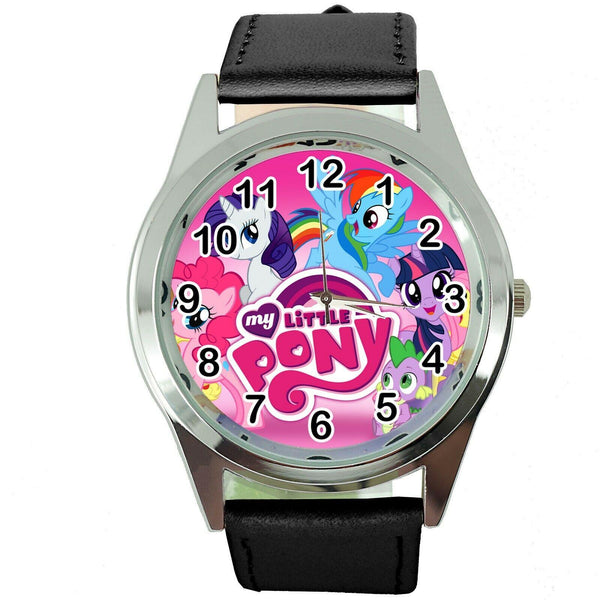 MY LITTLE PONY BLACK LEATHER FILM MOVIE FAIRY TALE GIRL CD DVD TV STEEL WATCH E2