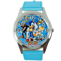 SONIC THE HEDGEHOG CARTOON FILM MOVIE CD DVD VIDEO GAME BLUE LEATHER WATCH E2