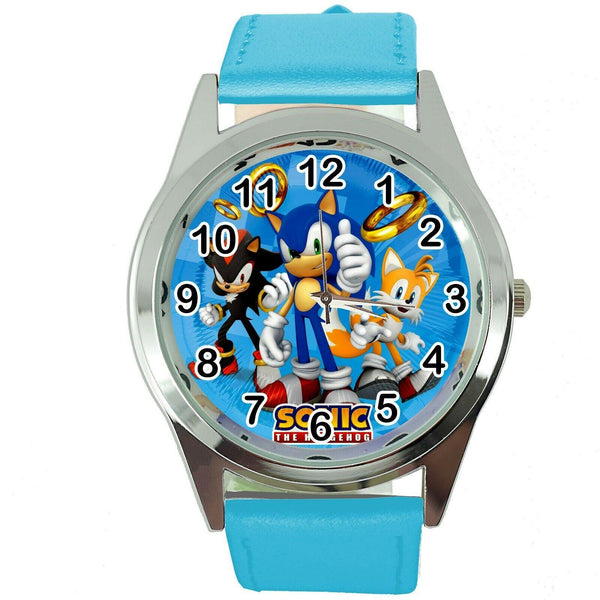SONIC THE HEDGEHOG CARTOON FILM MOVIE CD DVD VIDEO GAME BLUE LEATHER WATCH E2