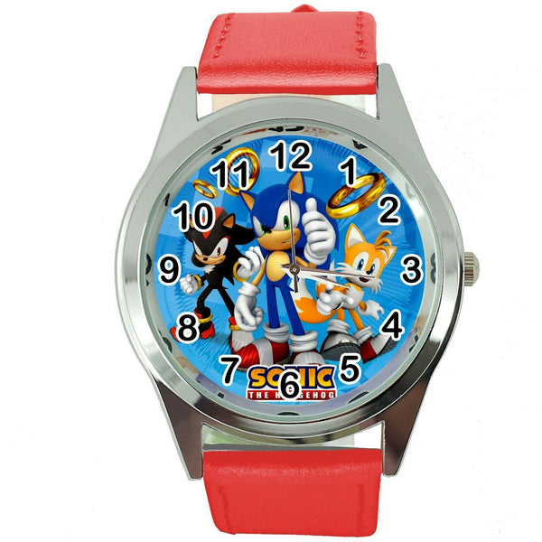 SONIC THE HEDGEHOG CARTOON FILM MOVIE CD DVD VIDEO GAME RED LEATHER WATCH E2