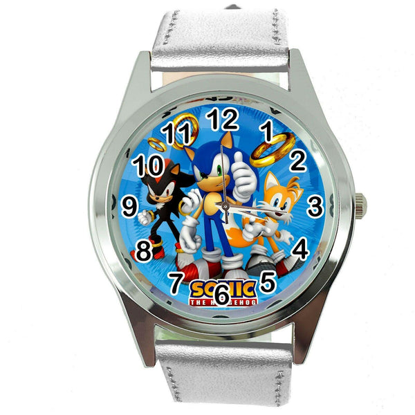 SONIC THE HEDGEHOG CARTOON FILM MOVIE CD DVD VIDEO GAME SILVER LEATHER WATCH E2