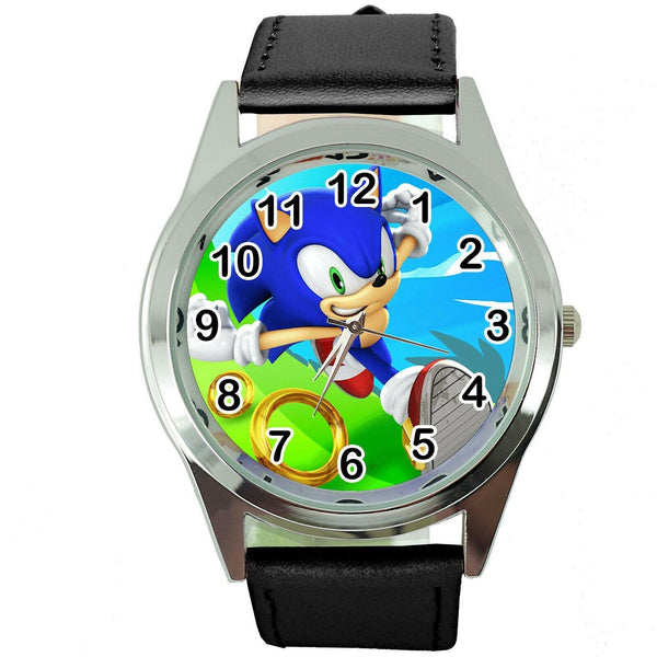 SONIC THE HEDGEHOG CARTOON FILM MOVIE CD DVD VIDEO GAME BLACK LEATHER WATCH E3