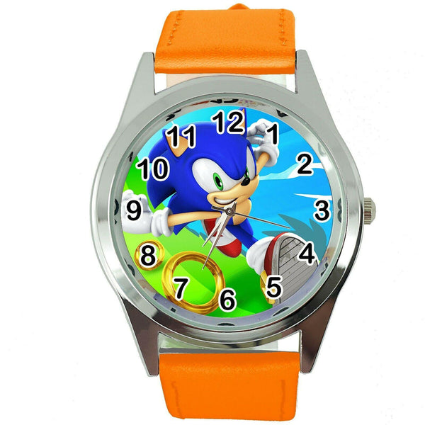 SONIC THE HEDGEHOG CARTOON FILM MOVIE CD DVD VIDEO GAME ORANGE LEATHER WATCH E3