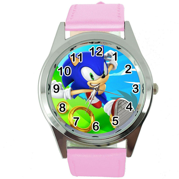 SONIC THE HEDGEHOG CARTOON FILM MOVIE CD DVD VIDEO GAME PINK LEATHER WATCH E3