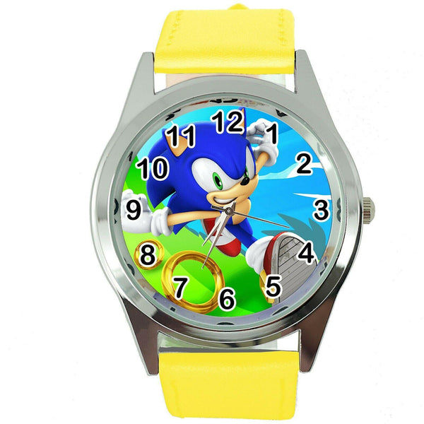 SONIC THE HEDGEHOG CARTOON FILM MOVIE CD DVD VIDEO GAME YELLOW LEATHER WATCH E3