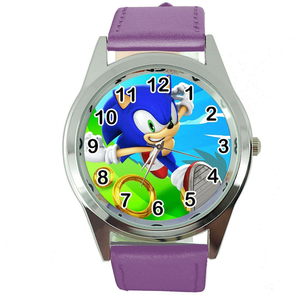 SONIC THE HEDGEHOG CARTOON FILM MOVIE CD DVD VIDEO GAME PURPLE LEATHER WATCH E3