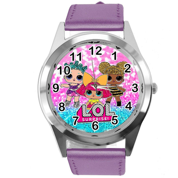 LOL SURPRISE DOLLS PURPLE LEATHER FILM MOVIE CARTOON CD DVD TV QUARTZ WATCH