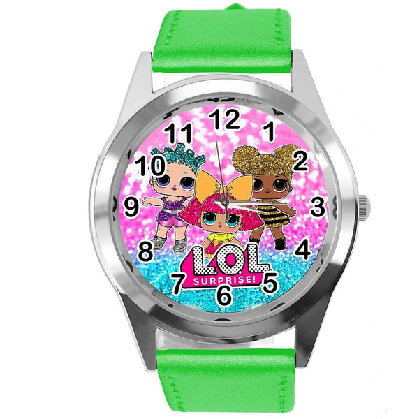 LOL SURPRISE DOLLS GREEN LEATHER FILM MOVIE CARTOON CD DVD TV QUARTZ WATCH