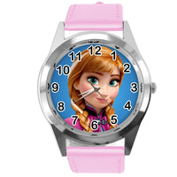 FROZEN ANNA GINGER FILM MOVIE GIRL  FAIRY TALE STEEL CD DVD PINK LEATHER  WATCH