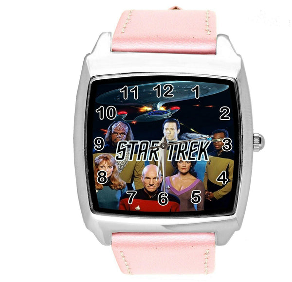 STAR TREK SCI FI CD DVD TV SERIES FILM MOVIE PINK LEATHER SQUARE WATCH E2