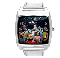 STAR TREK SCI FI CD DVD TV SERIES FILM MOVIE SILVER LEATHER SQUARE WATCH E2