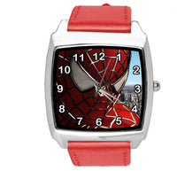 SPIDERMAN SUPERHERO COMICS SCI FI CD DVD TV FILM RED LEATHER SQUARE WATCH E1