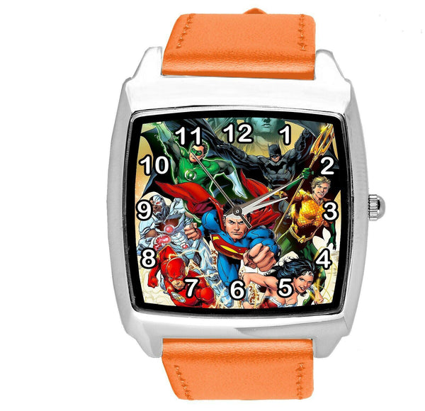 DC JUSTICE LEAGUE COMICS SUPERHEROES ORANGE LEATHER FILM MOVIE CD DVD TV WATCH