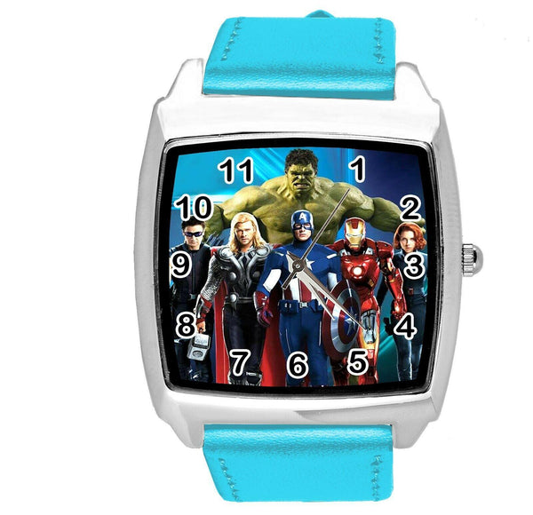 DC UNIVERSE SUPERHERO HULK BLUE LEATHER FILM MOVIE COMICS DVD TV SQUARE WATCH